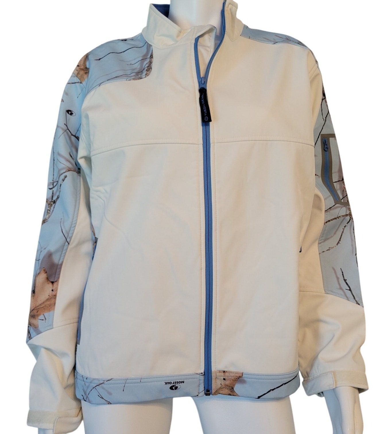 Yukon Gear Mossy Oak Fleece Lined Camouflage White Blue Women's Jacket Size Xl